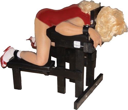 Plus size stockade bench with time release handcuffs